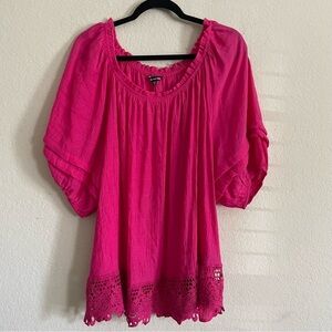 Unique Spectrum woman’s plus size 3X hot pink peasant top summer chic